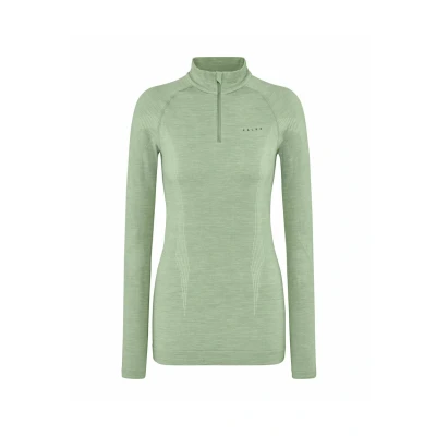 Afbeelding van Falke Wooltech Longsleeve ZIP FOR COLD TO VERY Conditions Hemd Quiet green, Dames, Maat: Large, green