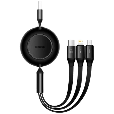 Afbeelding van Baseus USB 3 in 1 kabel voor micro / C Lightning thuis en auto 66W 2A 1,1m (zwart) CAMJ010101