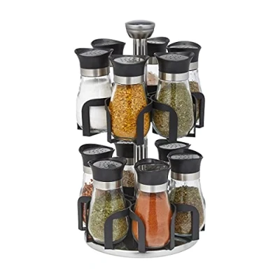 Afbeelding van Relaxdays kruidenpotjes rvs met 12 potjes draaibaar kruidenrek kruiden organizer