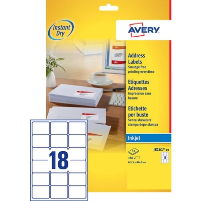 Afbeelding van Etiket Avery J8161 10 63.5x46.6mm wit 180stuks