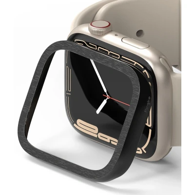 Afbeelding van Ringke Bezel Styling voor de Apple Watch Series 7 / 8 9 41 mm Hairline Plain Silver
