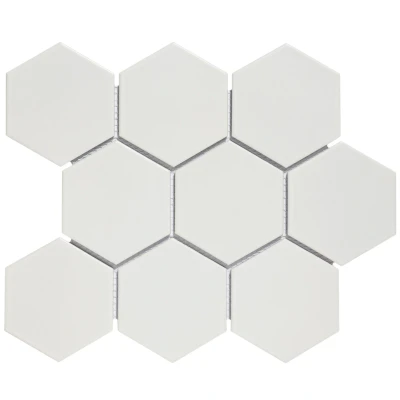 Afbeelding van The Mosaic Factory Barcelona White Mat Hexagon 9,5x11 cm