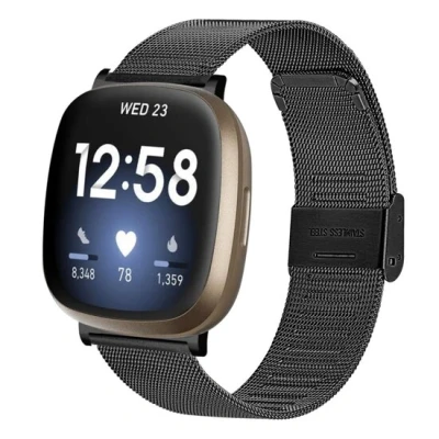 Afbeelding van Fitbit Versa 3/4 &amp; Sense 1/2 Milanese bandje met klemsluiting Zwart