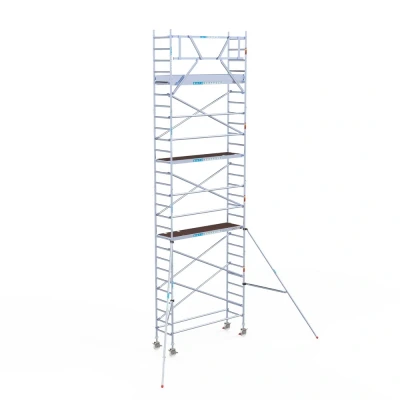 Afbeelding van Professionele aluminium rolsteiger 0.75x2.50x9.20m werkhoogte houten platformen