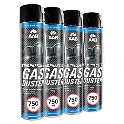 Afbeelding van AABCOOLING 4 x stofspray, 750 ml, voorbereiding van persluchtspray, verwijder stof, zonder geur, aerosol, computermateriaal, persluchtfles