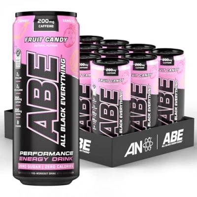 Afbeelding van Applied Nutrition ABE Pre workout energiedranken All Black Everything, frisdrank met fruitige snoepjes, pak van 12 blikjes à 330 ml