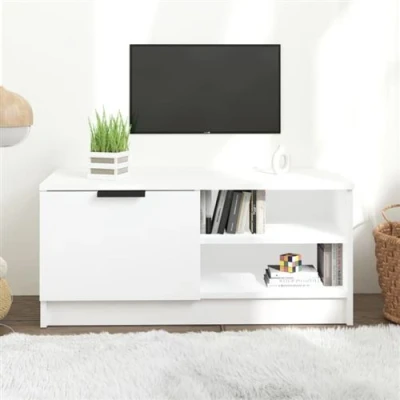 Afbeelding van Tv meubel 80x35x36,5 cm bewerkt hout wit