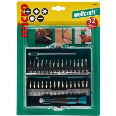 Afbeelding van wolfcraft Microschroevendraaierbitset 32 delig 1389000