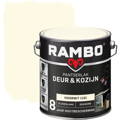 Afbeelding van Rambo Pantserlak Deur &amp; Kozijn Dekkend Zijdeglans Ivoorwit 1101 2,5 liter
