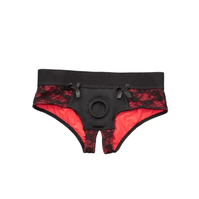 Afbeelding van CalExotics Scandal Crotchless Pegging Panty Set S/M Zwart