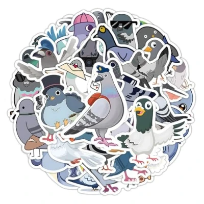 Afbeelding van 100 stuks duivenstickers, schattige cartoonstickers, graffitistickers, decoratieve stickers met dieren, waterdichte stickers, kunnen je bagage, gitaren versieren,