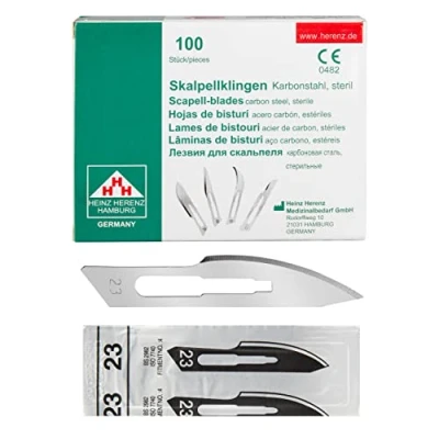 Afbeelding van Shehadeh Set van 100 steriele scalpelmessen Figuur 23 voor scalpelhouder nr. 4