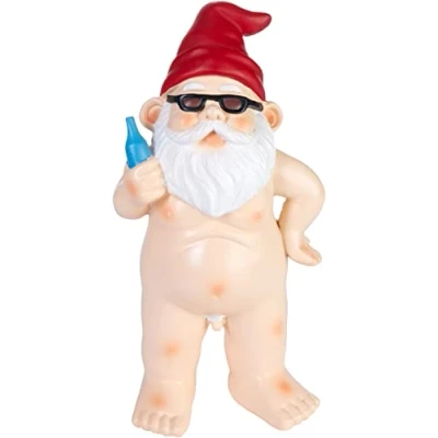 Afbeelding van BRUBAKER Naakte Tuinkabouter Nudist Kabouter met Bier en Zonnebril Grappig Frivool Tuinbeeldje Weerbestendige Decoratie voor Tuin Camping Tuindecoratie Buiten 23 cm
