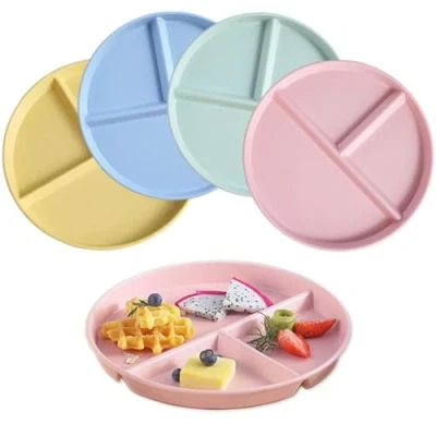 Afbeelding van NOZVYCI Onbreekbaar dinerbord 23 cm met 3 vakken, borden onderverdeling, magnetron en vaatwasmachinebestendig, voor kinderen, picknickborden, familieborden
