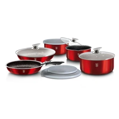 Afbeelding van Berlinger Haus Pannenset Metallic Line Aluminium Rood 12 delig