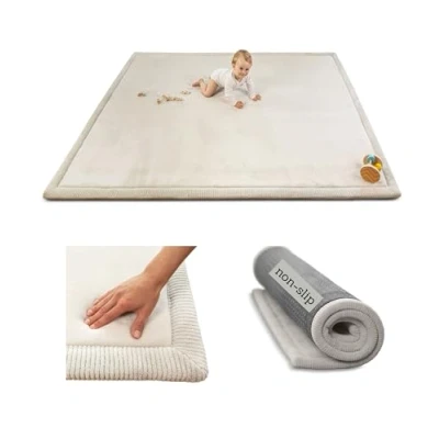 Afbeelding van Hakuna Matte Korallen Samtmat Spelmat voor Baby 200x150x2cm, Grijs Puzzelmat met Memory Schuim Speelmat Antislip Onderkant om te Spelen Oeko TEX 100 Certificaat