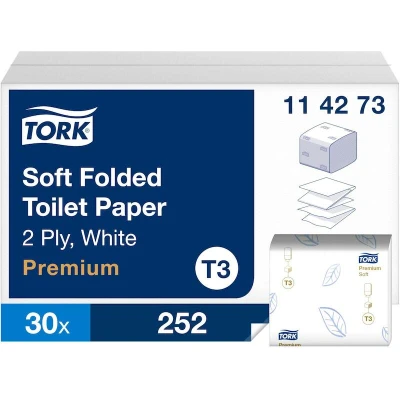 Image de TORK 114273 papier toilette souple plié 2 plis blanc T3 Premium