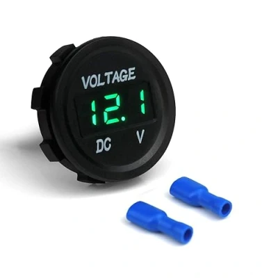 Afbeelding van Switian Universele led voltmeter met digitaal display, waterdicht, voor DC 12 V 24 V, auto, motorfiets, vrachtwagen (groen)