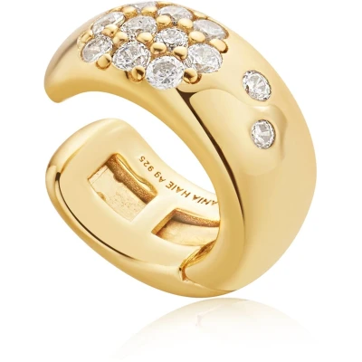 Afbeelding van Ania Haie dames Wide Sparkle enkele ear cuff S verguld in de kleur Goud
