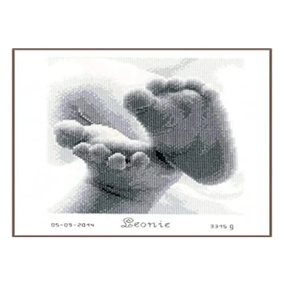 Afbeelding van Vervaco Geboortebord Babyvoetjes borduren (pakket) PN 0149170