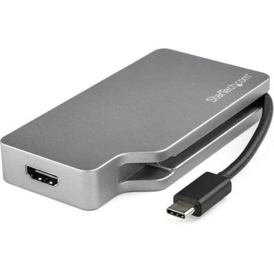 Afbeelding van StarTech.com USB C 4 in 1 video adapter naar VGA, DVI, HDMI of mDP 4K space gray grijs