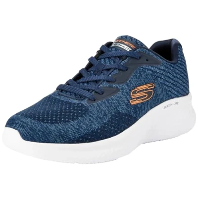Afbeelding van Skechers Skech lite Pro Faregrove Sneakers voor heren, Navy ronde synthetische mesh, oranje trim