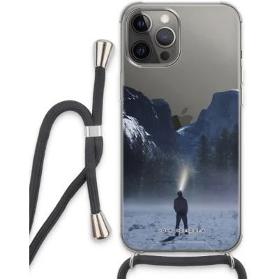Afbeelding van Case Company® hoesje met Koord geschikt voor iPhone 13 Pro Max Wanderlust Telefoonhoesje Zwart Extra Bescherming aan alle Kanten en Over de Schermrand