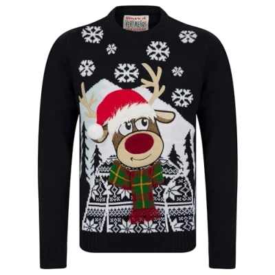Afbeelding van Tokyo Laundry Merry Christmas kersttrui voor heren, Sneeuwhert inkt