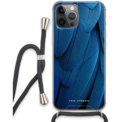 Afbeelding van Case Company® hoesje met Koord geschikt voor iPhone 13 Pro Max Pauw Telefoonhoesje Zwart Extra Bescherming aan alle Kanten en Over de Schermrand