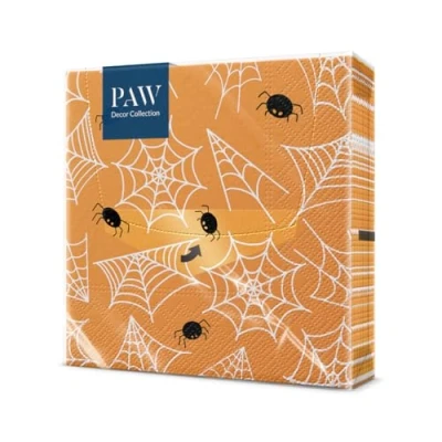 Afbeelding van PAW papieren servet Halloween (33 x 33 cm) I 20 stuks 3 laags tafelservet herfst, Halloween, spinnen, canvas Patroon: Spider&#039;s Web
