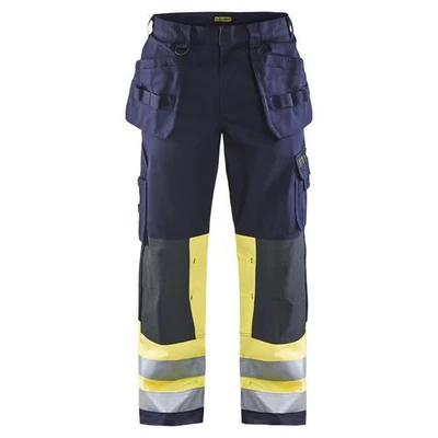 Image de Pantalon artisan multinormes marine/jaune fluorescent