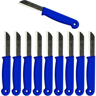 Afbeelding van Solingen Schilmesje RVS Glad 16 cm met &quot;Blade Cover&quot; Blauw 10 Stuks
