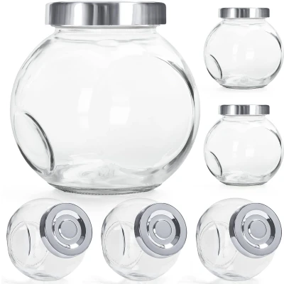 Afbeelding van Belle Vous Rond Helder Glazen Opslag Potten met Deksels (6 Pak) 480 ml Jampotten Set Mason Voor Kruiden, Specerijen, Babyvoeding, Yoghurt, Gelei en Honing Geschenken Bruiloft