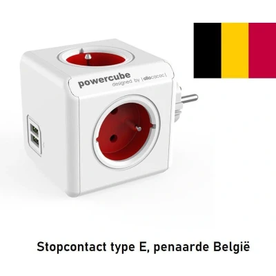 Afbeelding van Allocacoc PowerCube® Original USB Type E (Belgium/France) / Red