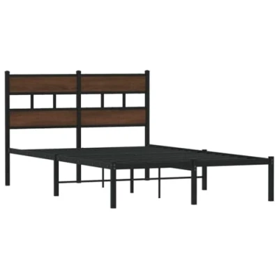 Afbeelding van Bedframe met hoofdbord zonder matras bruin eiken 120x200 cm
