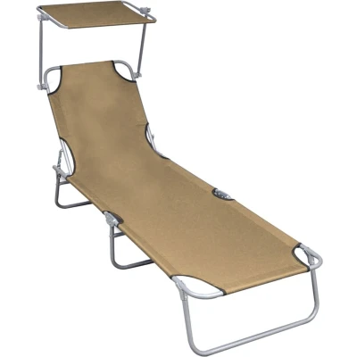 Afbeelding van Ligbed inklapbaar met luifel aluminium taupe