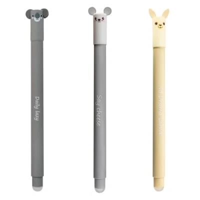 Image de EBERHARD FABER 599019 stylo roller effaçable 3 Animal Erase it Lama, koala, souris, gel bleu 0,7 mm