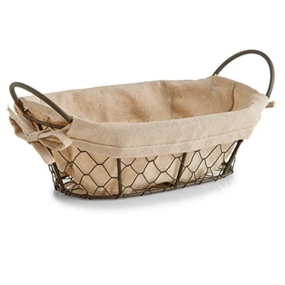 Afbeelding van 1x Vintage brood serveer mandjes metaaldraad 26 x 17 cm Zeller Keukenbenodigdheden Tafel dekken Ontbijten/Brunchen/Lunchen Broodjes/bolletjes serveren Broodmanden