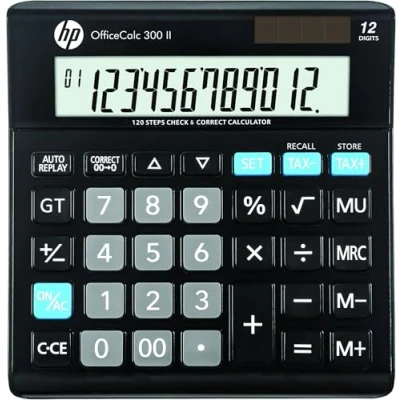 Afbeelding van HP, Zakrekenmachines, OfficeCalc 300 II bureaucalculator zwart (Zonnecellen, Batterijen)