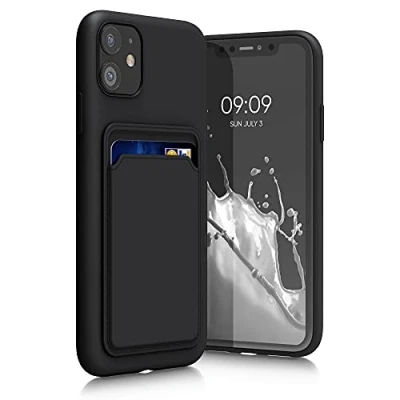 Afbeelding van kwmobile telefoonhoesje geschikt voor Apple iPhone 11 Hoesje met pasjeshouder TPU case in zwart