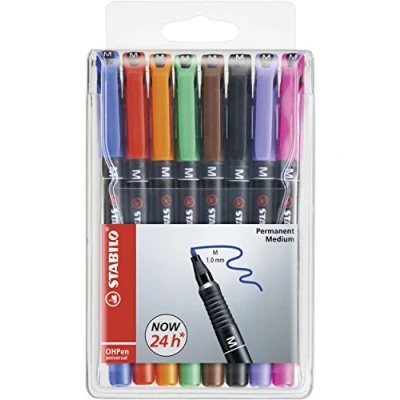 Image de STABILO Pen for Overhead Projection OHPen universal Permanent Medium Pack of 8 Assorted Colours