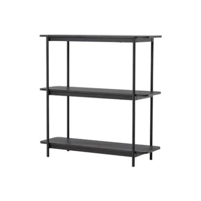 Afbeelding van Nest living Werner boekenkast zwart hout metaal open vakkenkast wandkast 120 x 40 cm