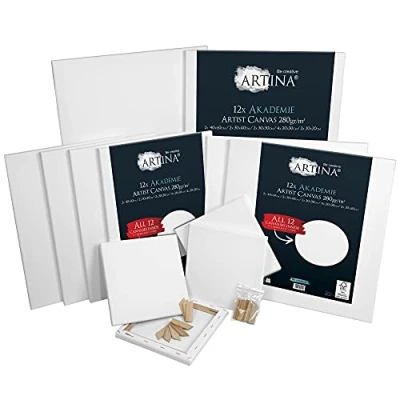 Afbeelding van Artina FSC® schilderdoeken canvas Set van 12 doeken in academy quality 30x40, 20x20, 20x30, 30x30, 40x60 cm canvas, 100% katoen, 280g/m2