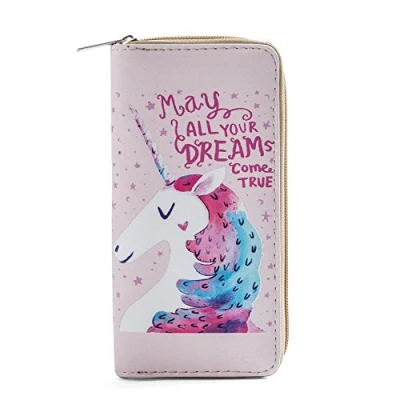 Afbeelding van DonDon Portemonnee voor dames of meisjes, met ritssluiting, Eenhoorn Dreams Come True.,