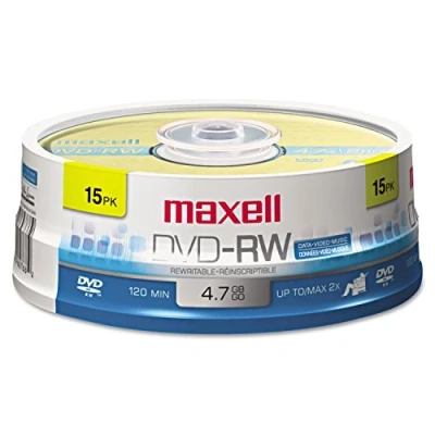 Afbeelding van Maxell 635117 Dvd RW Rewritable Discs 4,7 GB, 2 x 120 minuten, spindel, 15 stuks
