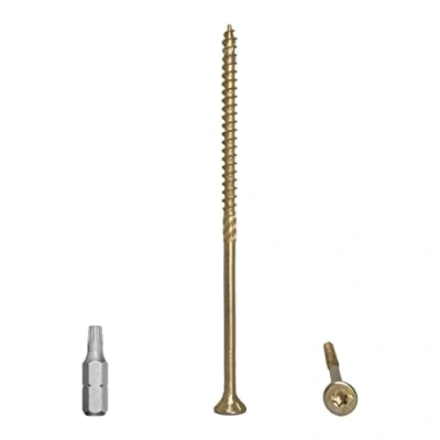 Afbeelding van Set van 150 universele houtschroeven, torx schroeven, spaanplaatschroeven 5,0 x 120 mm, geel verzinkt staal, verzonken kop,
