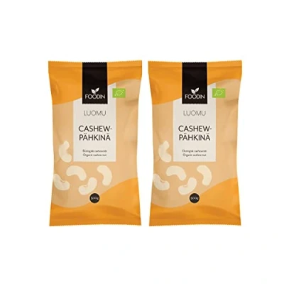 Image de FOODIN Noix de cajou biologiques 1kg (2 x 500g), Riche en protéines et graisses saines, 100% bio, sans gluten, snack végétalien naturel