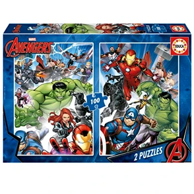 Afbeelding van Set van 2 Puzzels The Avengers 100 Onderdelen