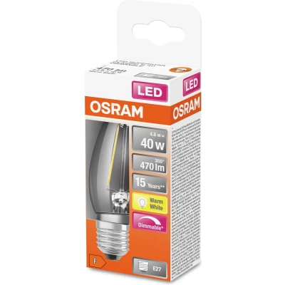 Afbeelding van Osram LED Superstar filament lamp kaarsvormig 5W E27 warm wit helder dimbaar