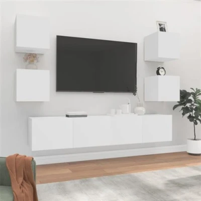 Afbeelding van vidaXL 6 delige Tv meubelset bewerkt hout wit